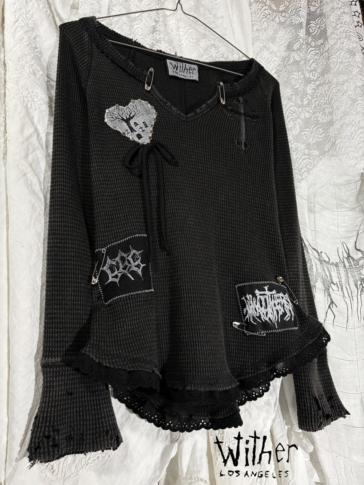 [Wither] Lace Bandage Waffle Knit