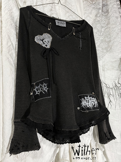 [Wither] Lace Bandage Waffle Knit