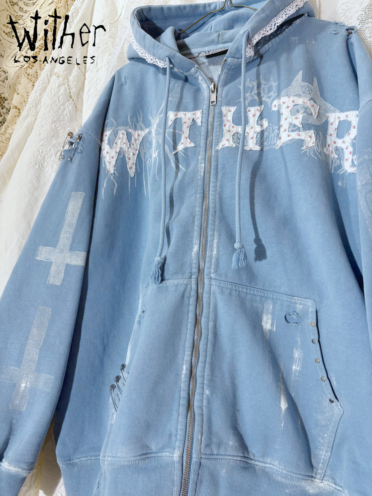 [Wither] Lace Bandage Zip Up