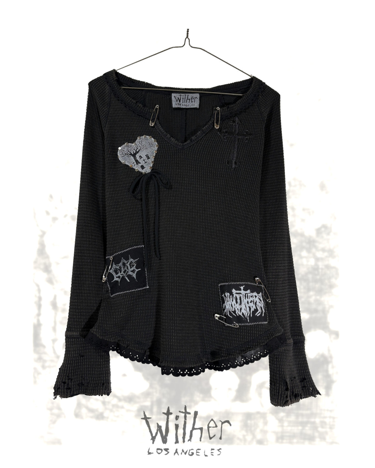 [Wither] Lace Bandage Waffle Knit