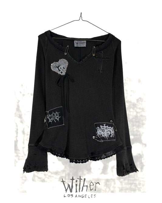 [Wither] Lace Bandage Waffle Knit